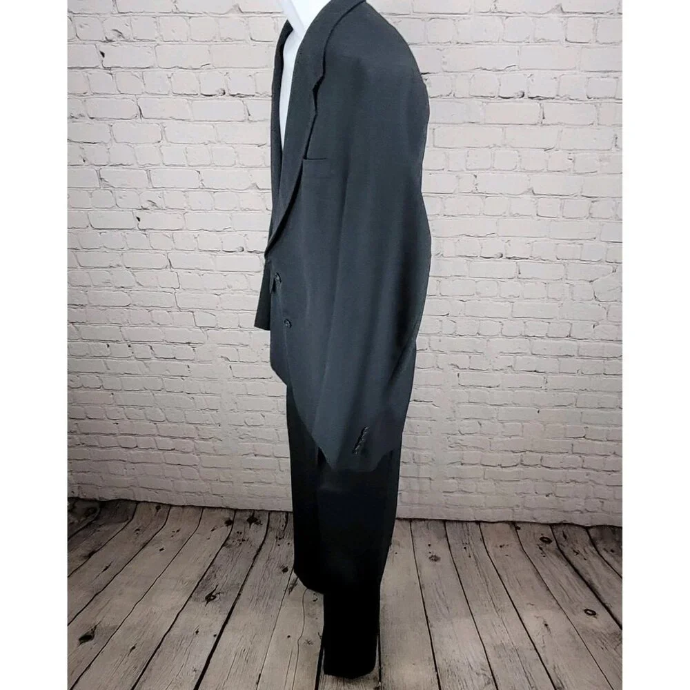 Hart Schaffner & Marx Blue Check Full Suit USA Made Jacket Size 42R Pants 34x31